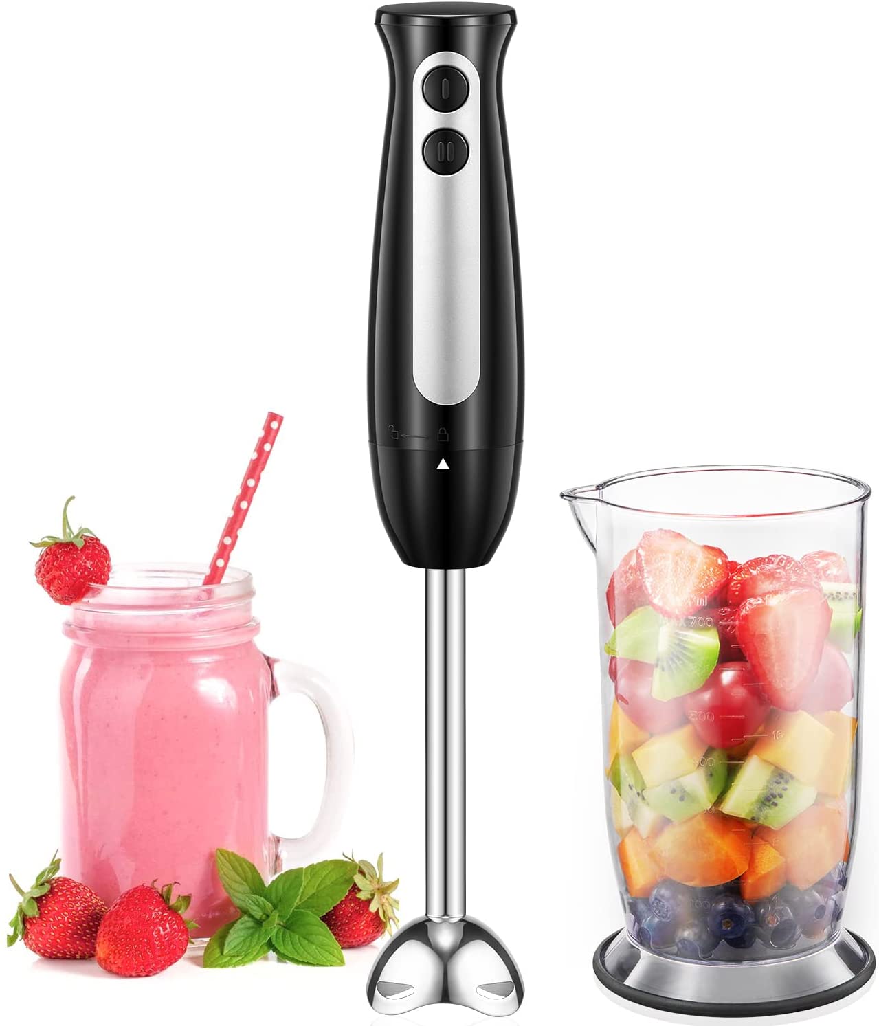 Electric Portable Immersion Blender 400 Watt 2 Mixing Speed With Stainless  Steel Blades
