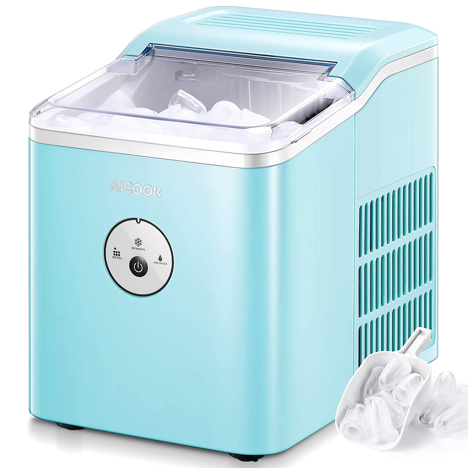 Ice Maker, Countertop, 2 Ice Sizes, 28 lbs Bullet Ice in 24H, Self-Clean, 9  Cubes in 5 Mins, Fohere