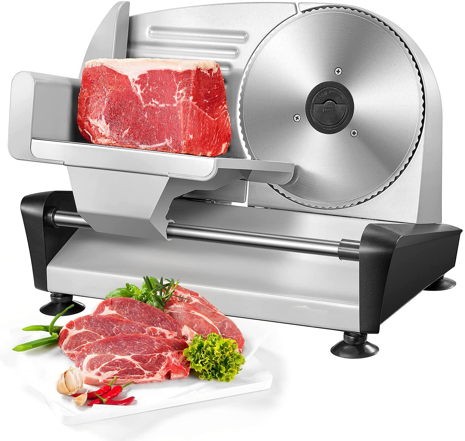 Meat Slicer Electric Deli Food Slicer, Stainless Steel Blade And Food  Carriage, Adjustable Thickness Food Slicer Machine For Meat, Cheese, Bread  - Temu Japan