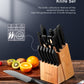 Knife Set with Block, 15 Pieces Stainless Steel Kitchen Knife Set with BO Oxidation Technology, No Rust, Sharp Knife Block Set