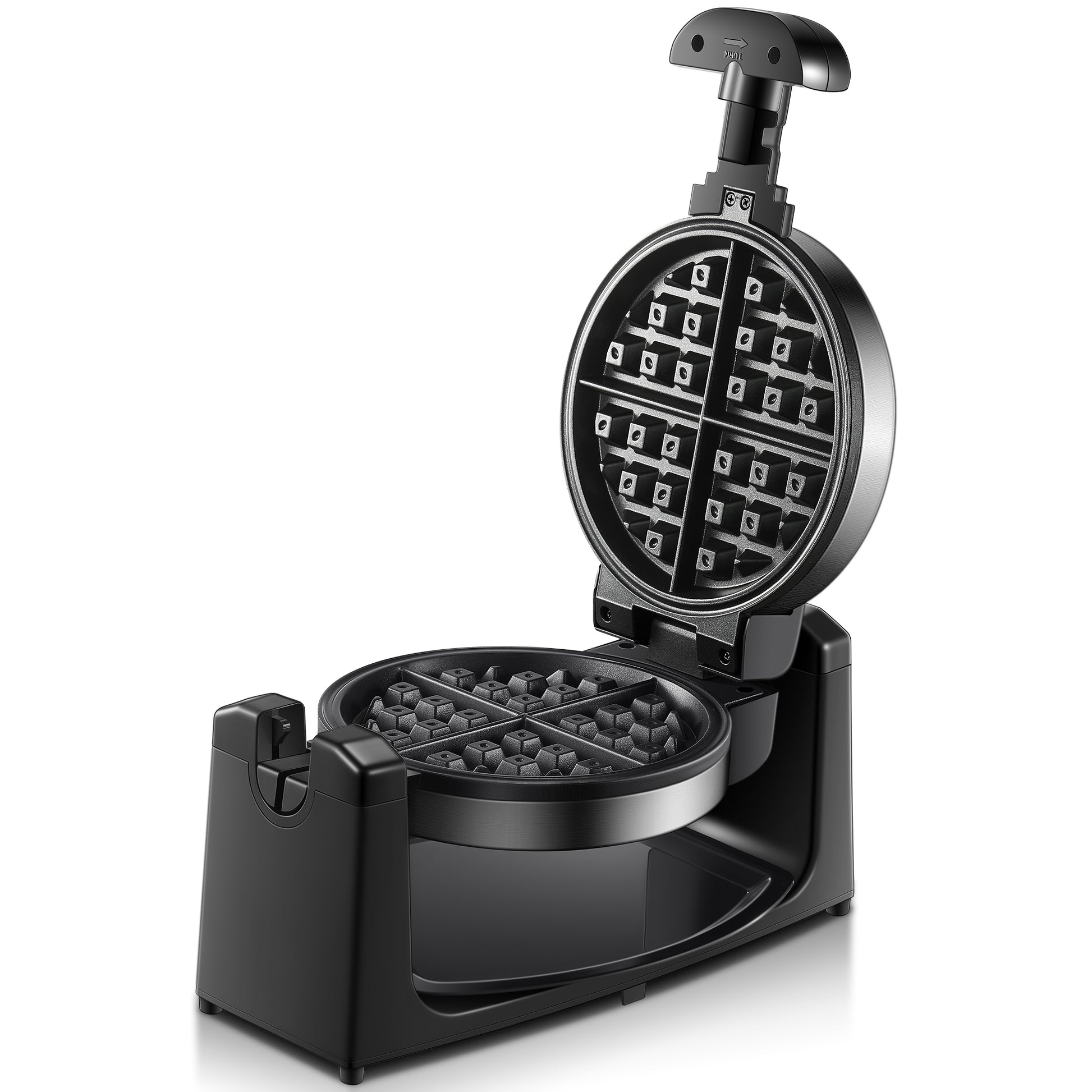 Waffle Maker, Double Belgian Waffle Maker 180°Flip, 1400W Waffle Iron 8  Slices, Rotating & Nonstick Plates with Removable Drip Tray for Easy Clean