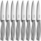 Caripeloy Steak Knife 8 Piece Premium Stainless Steel Steak Knife Kitchen Steak Knife Super Sharp Serrated Steak Knife with Gift Box, Silver