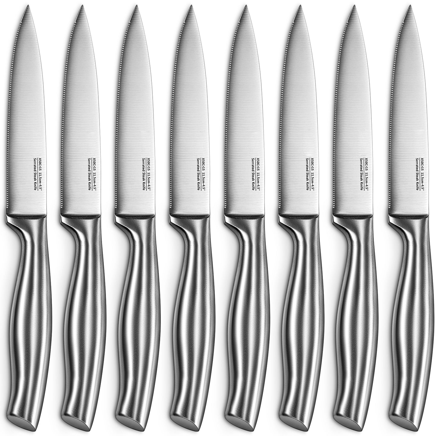 Steak Knives, Serrated Steak Knives with Gift Box, Stainless Steel Kitchen  Steak Knife Set of 8, Silver