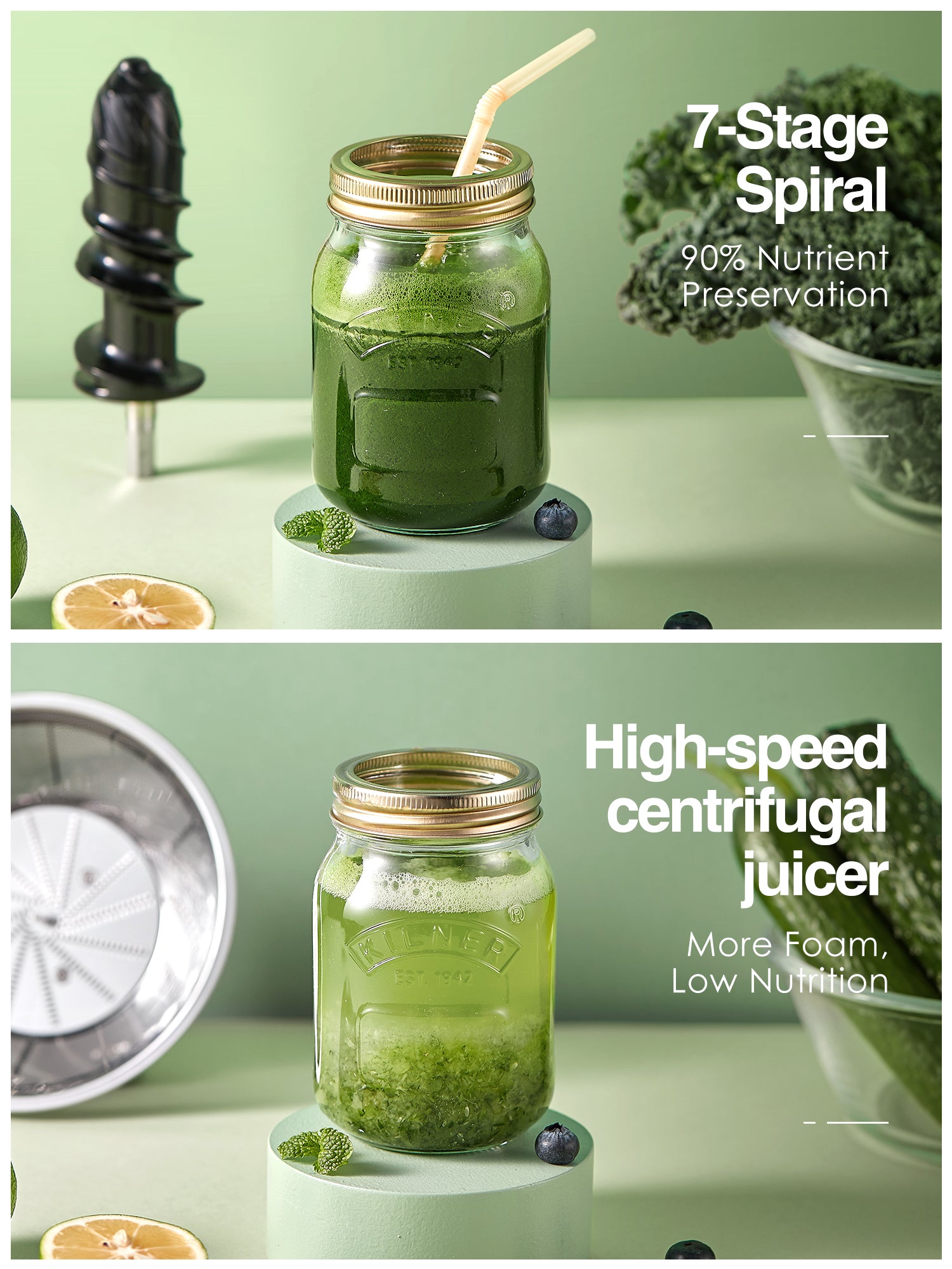 Juicer Machine, Slow Masticating Juicer with Speed Modes ＆ Reverse  Function, Easy to Clean Juicer BPA-Free Cold Press Juicer with Quiet Motor,  Incl