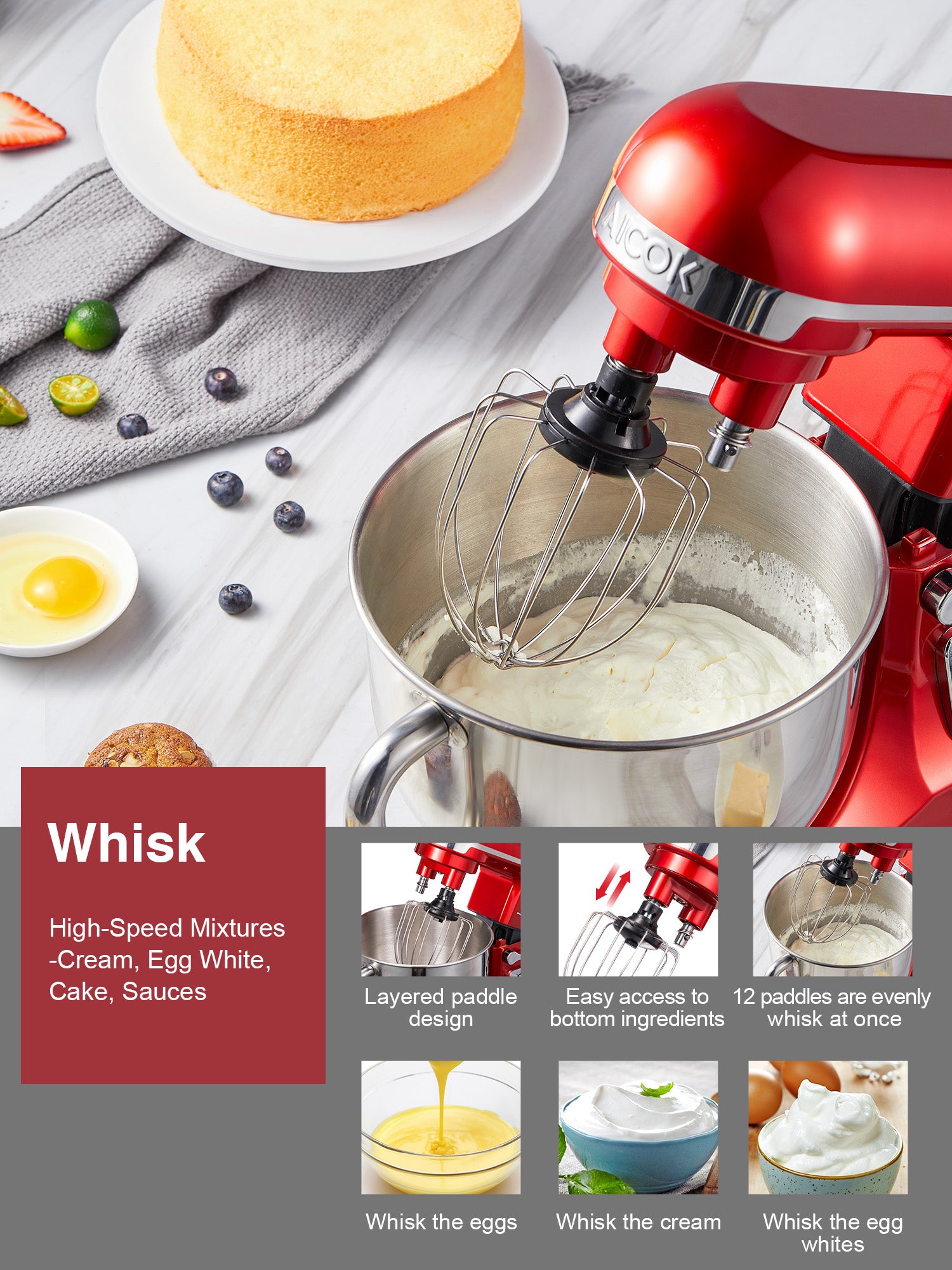 Stand Mixer with Double Dough Hook, 6-speed Dough Mixer with