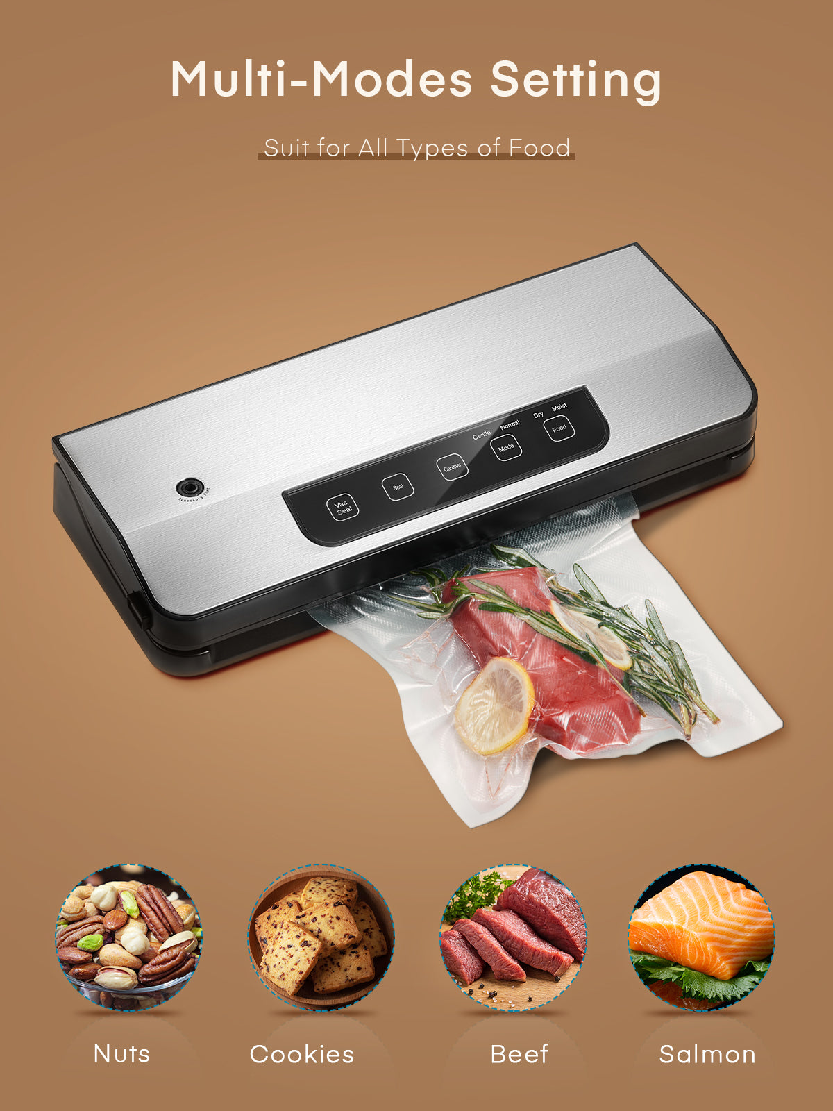 Vacuum Sealer Machine, Full Automatic Sealer Machine 8 in 1 online LED Touch Screen Dua