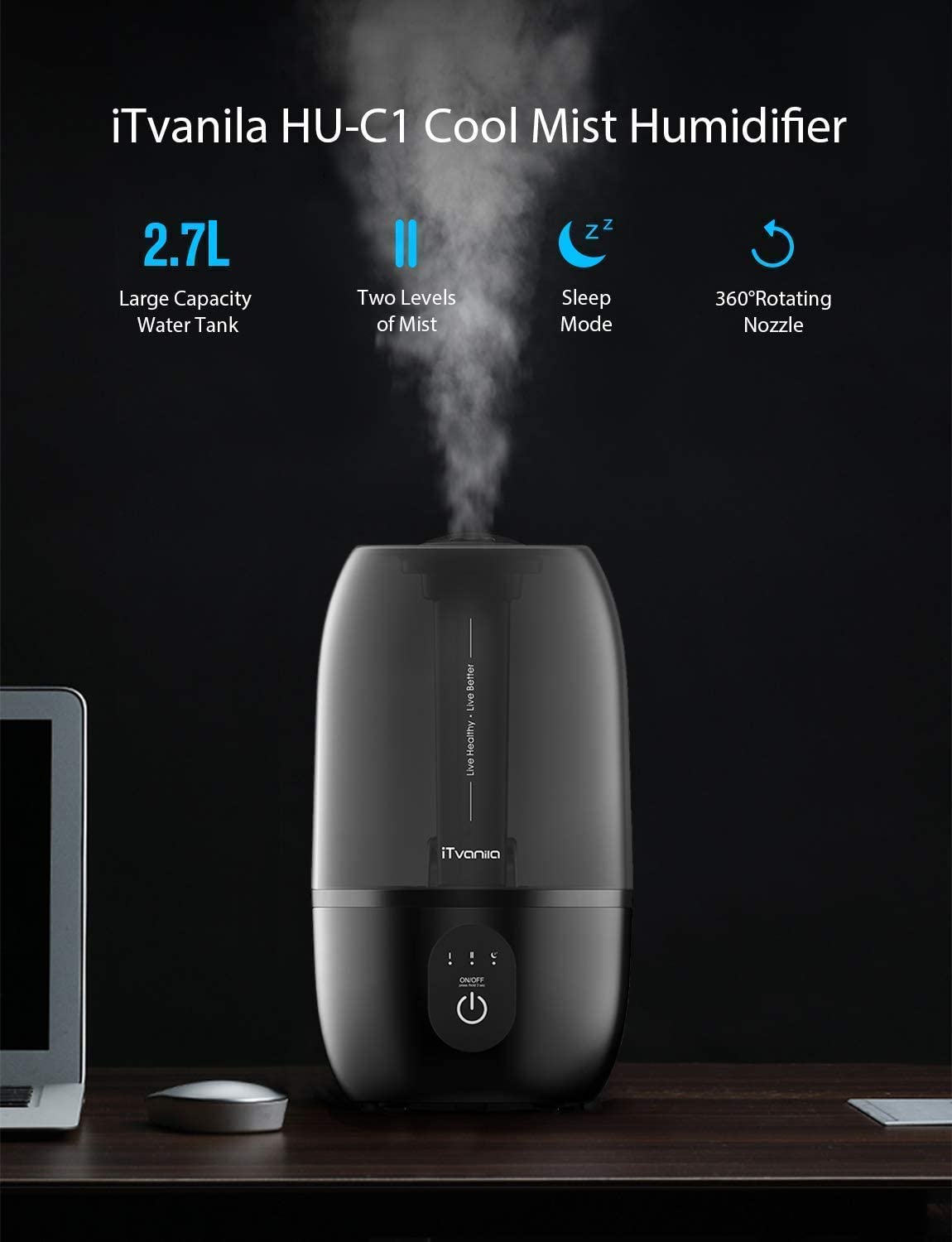 Filterless humidifier store for large rooms