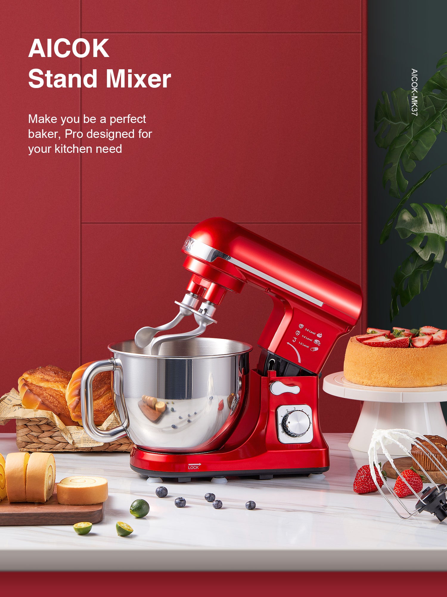 Stand Mixer with Double Dough Hook, 6-speed Dough Mixer with