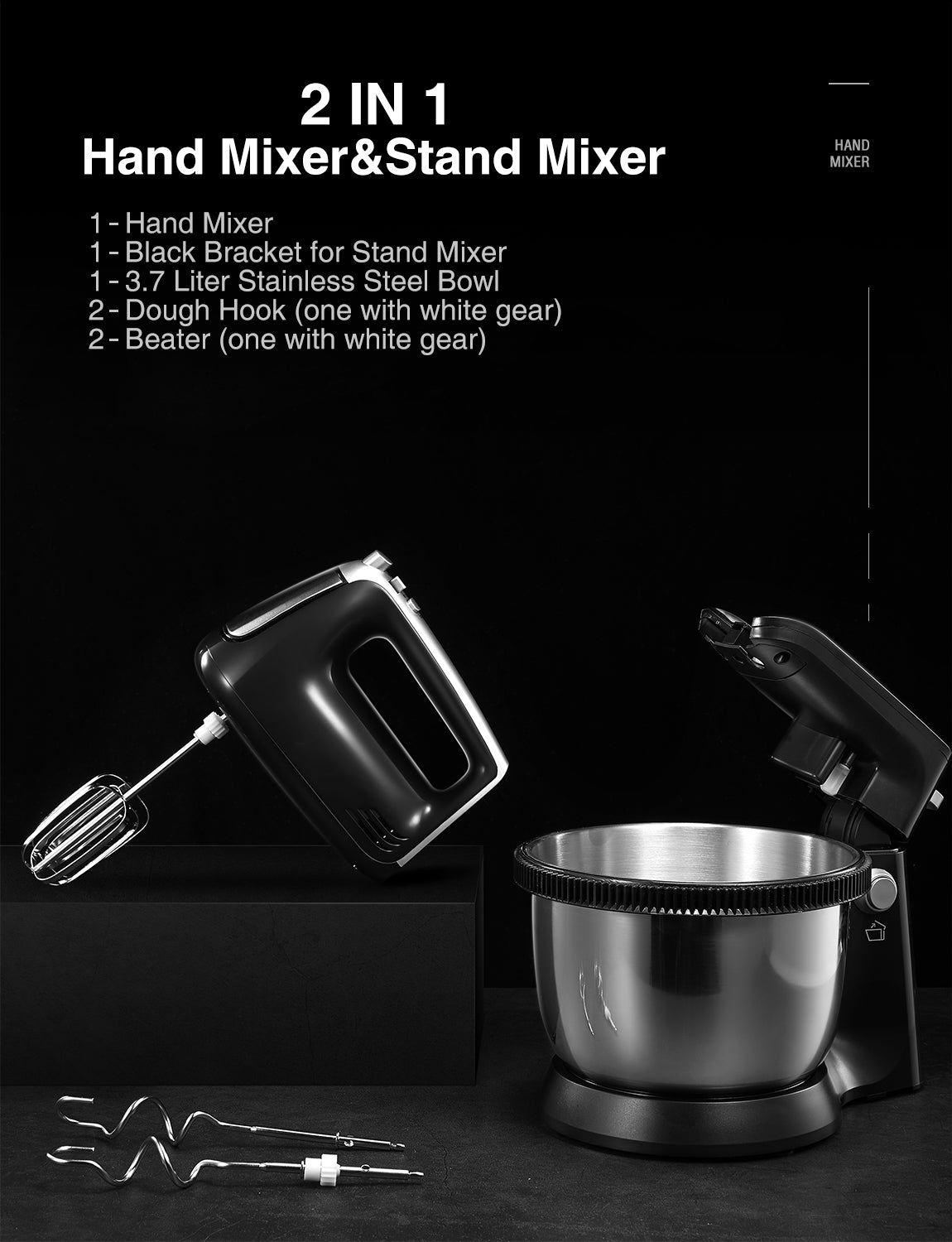 Lychee Hand Mixer Electric 7 Speeds, Portable Kitchen Handheld Blender for  Easy Whipping Dough, Cream, Cakes & Whisking Egg, White - Walmart.com
