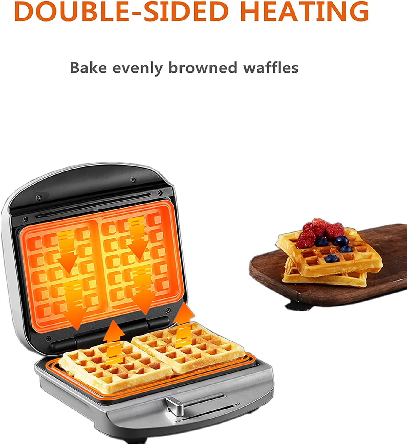  Aoruru Waffle Maker Nonstick Belgian Waffle Iron with Indicator  Light 1300W 4 Slice: Home & Kitchen