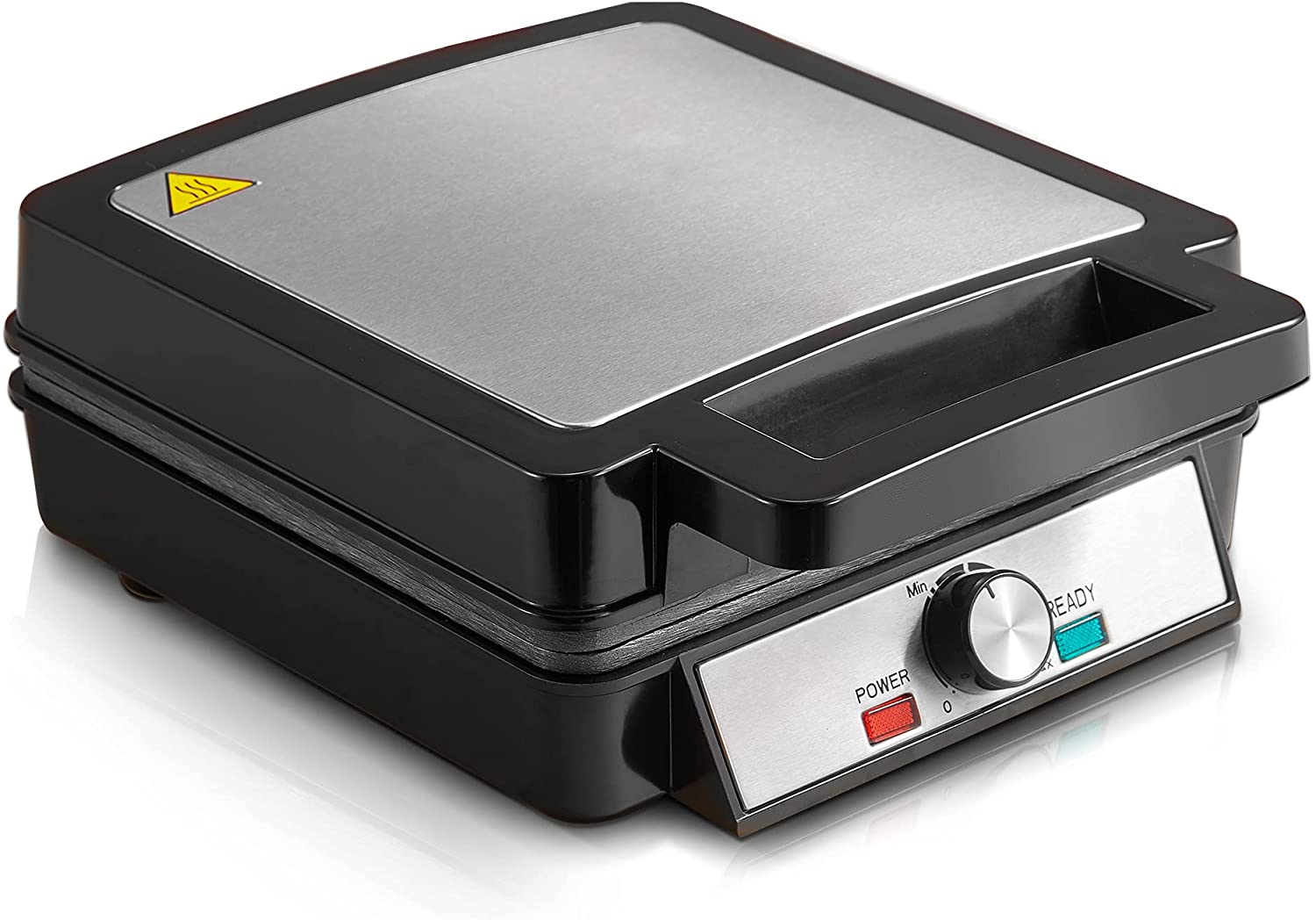 1200W Belgian Waffle Maker with Non-Stick Surfaces, Browning Control,  Black, Stainless Steel, New