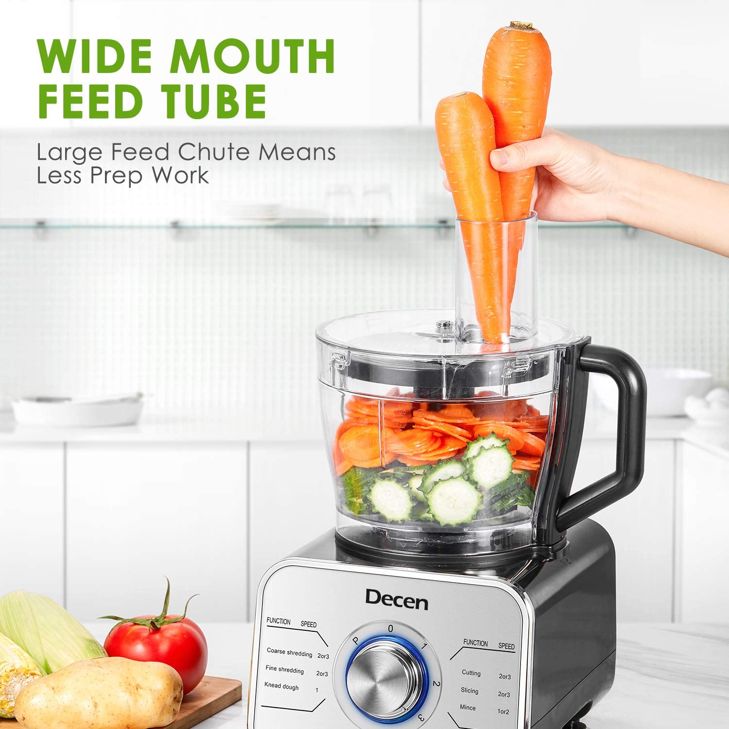 12 Cup Food Processor, 6 Functions for Chopping, Slicing, Shredding Purees  & Dough 