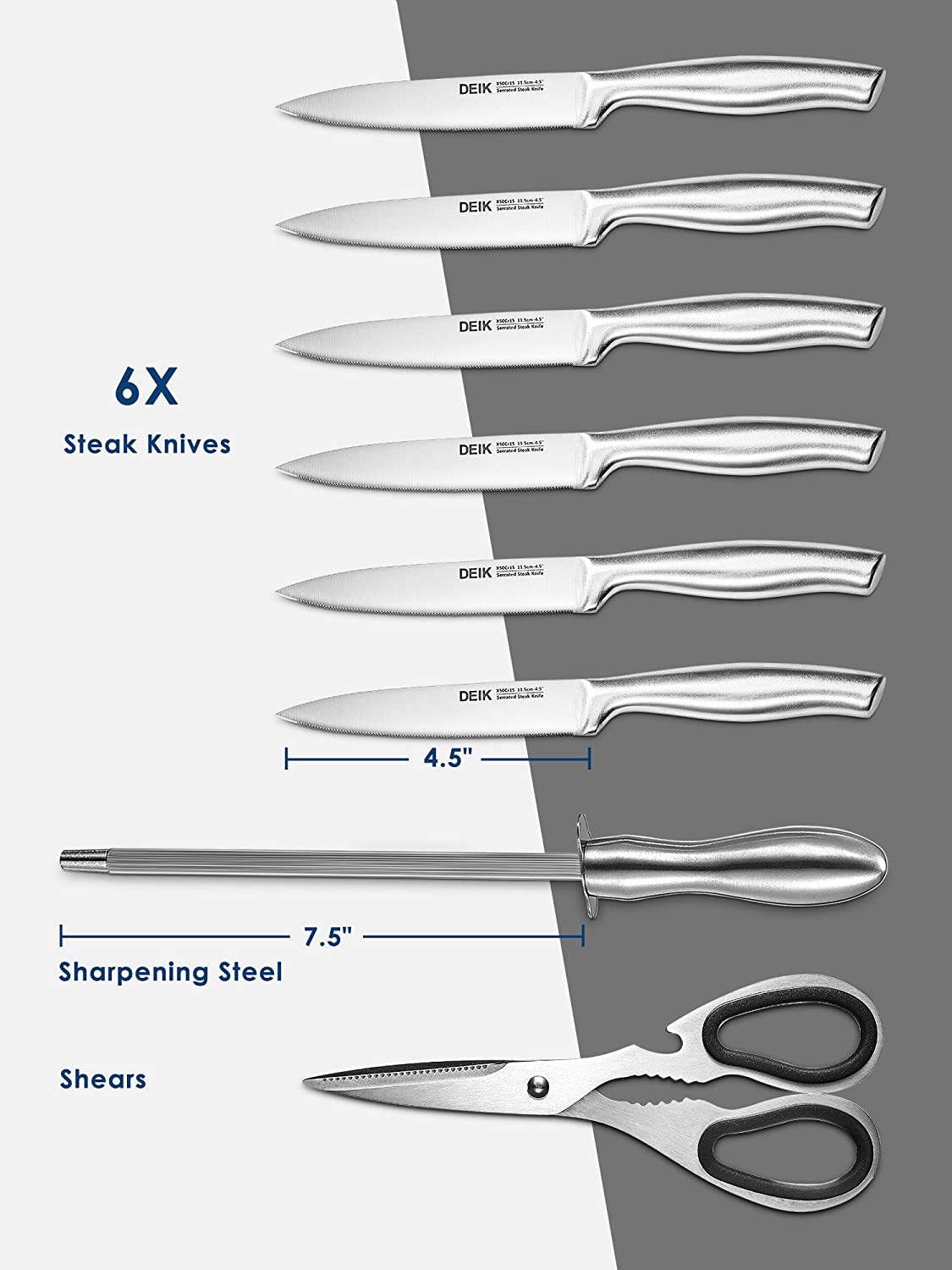 DEIK Knife Set High Carbon Stainless Steel Kitchen Knife Set 17 PCS, Super  Sharp Cutlery Knife Set with Acrylic Stand, Scissors and Serrated Steak