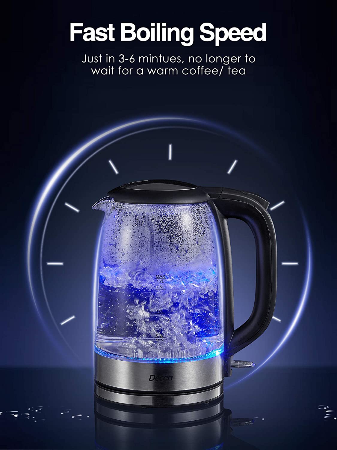 Speed-boil Water Electric Kettle, 1.7l 1500w, Coffee & Tea Kettle