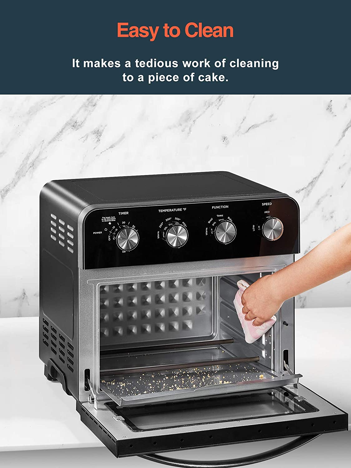 AICOOK 24 Quart 12 in 1 Large Capacity Air Fryer Oven, 1700w Large Digital  Led Screen Convection Oven, ​Extra Oven Gloves And 100 Recipes Included 