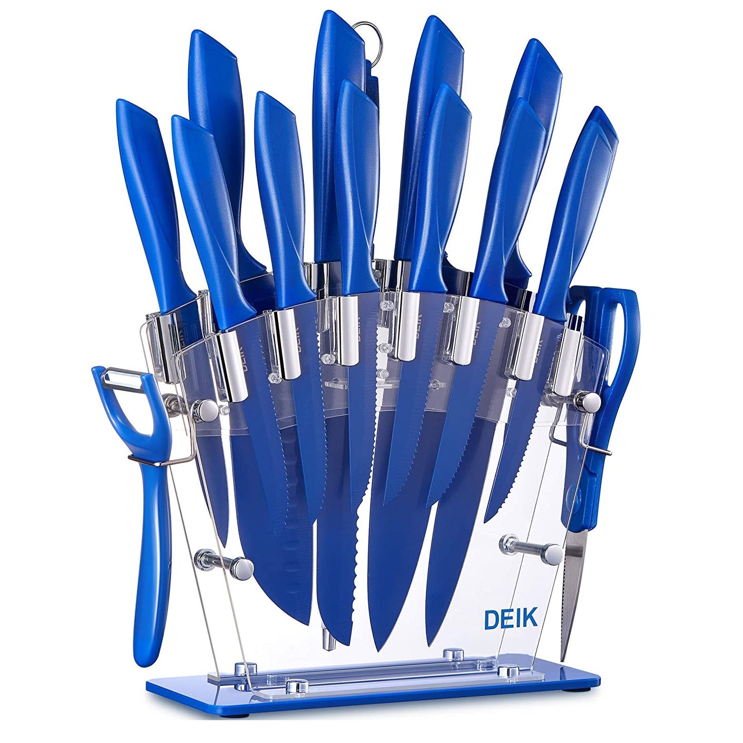 Professional Chef Kitchen Knife Set 16 Pcs Stainless Steel Sharp Blue Knives