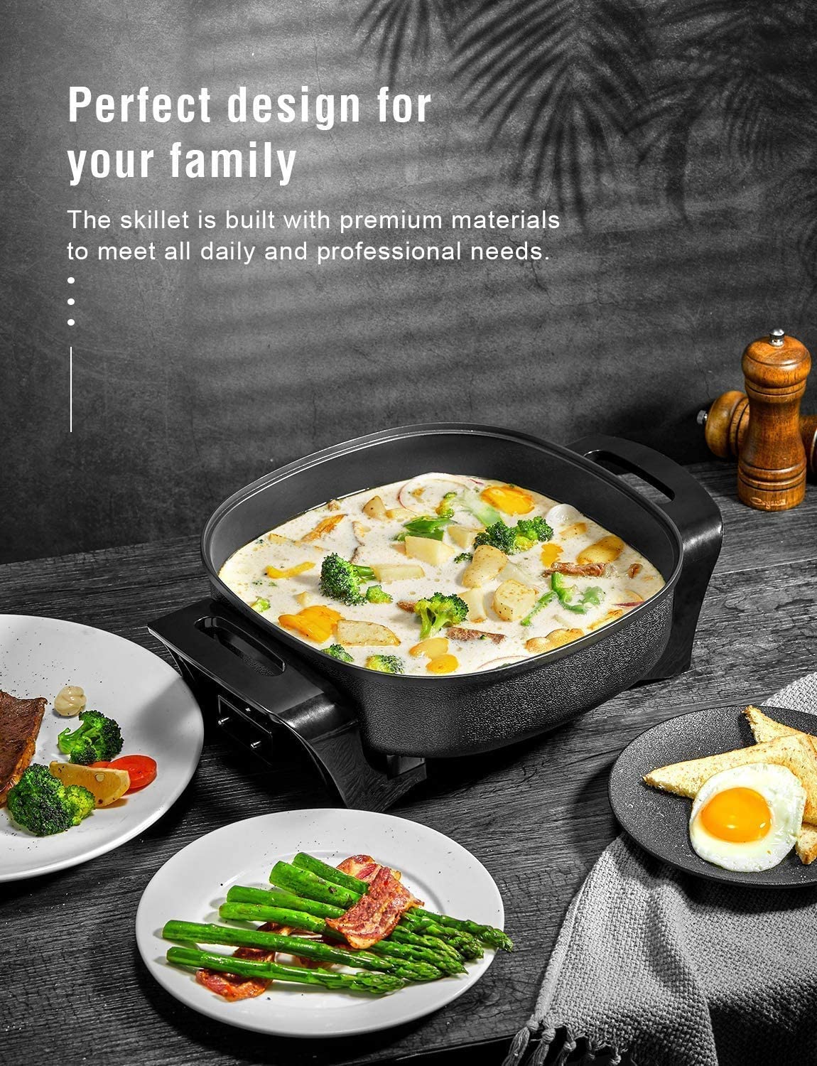 Decen Electric Skillet Non Stick Electric Frying Pan with Standing Tem –  AICOOK