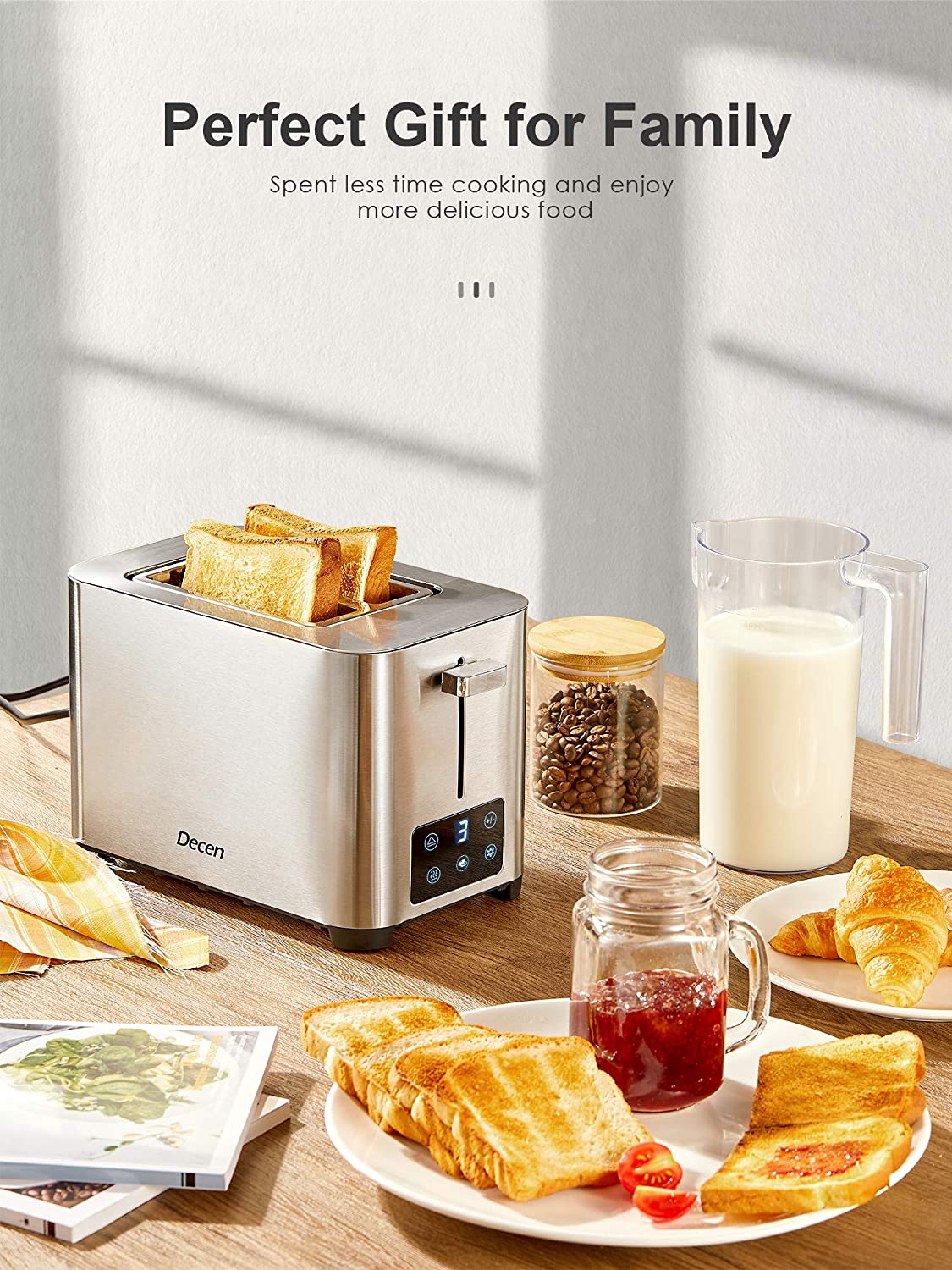 iClanda Toaster 2 Slice, 1.5 In Wide Slot Toaster, Cool Touch with 6 Shade  Selectors, 2 Slice Toaster with High Lift Lever, Removal Crumb Tray, for  Bagels, Waffles, Bread, Bun or English Muffins 