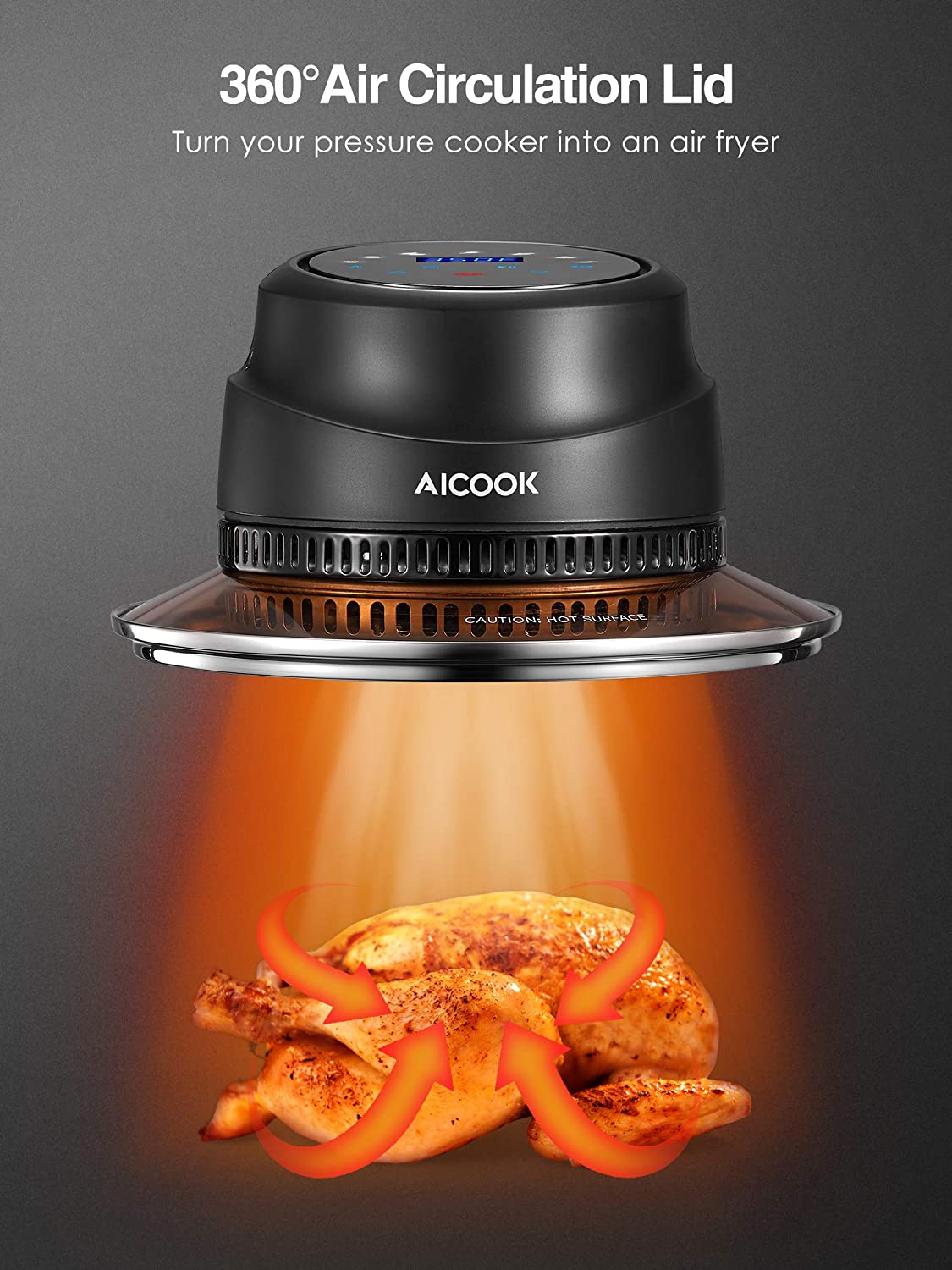 Air Fryer Lid for Instant Pot 6Qt/8Qt, 7 in 1 with LED Touchscreen, Turn  Your Pressure Cooker Into Air Fryer in Seconds, Air Fryer Accessories and