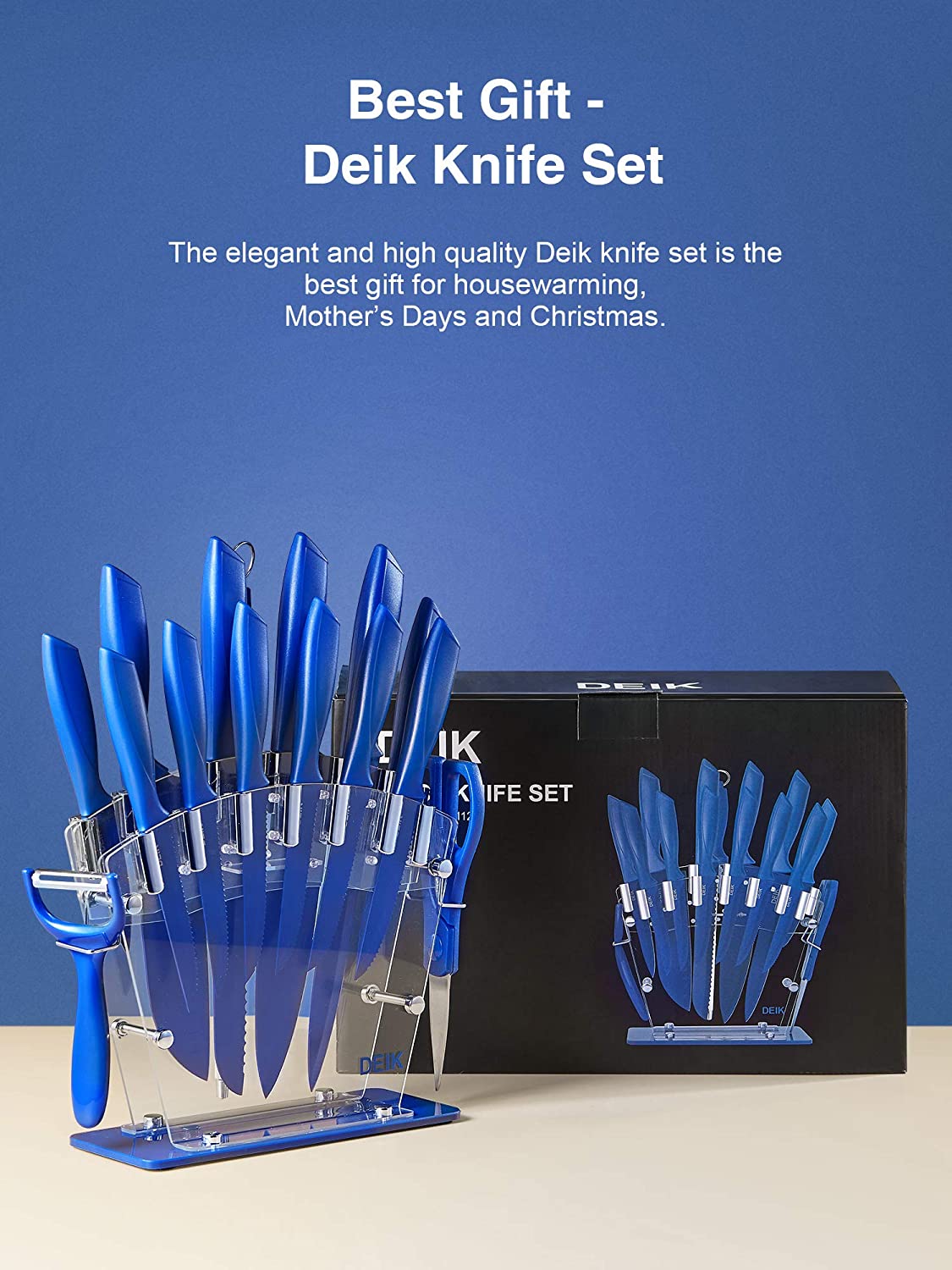 DEIK High-Carbon Stainless Steel Knives: 16-pack for cooking