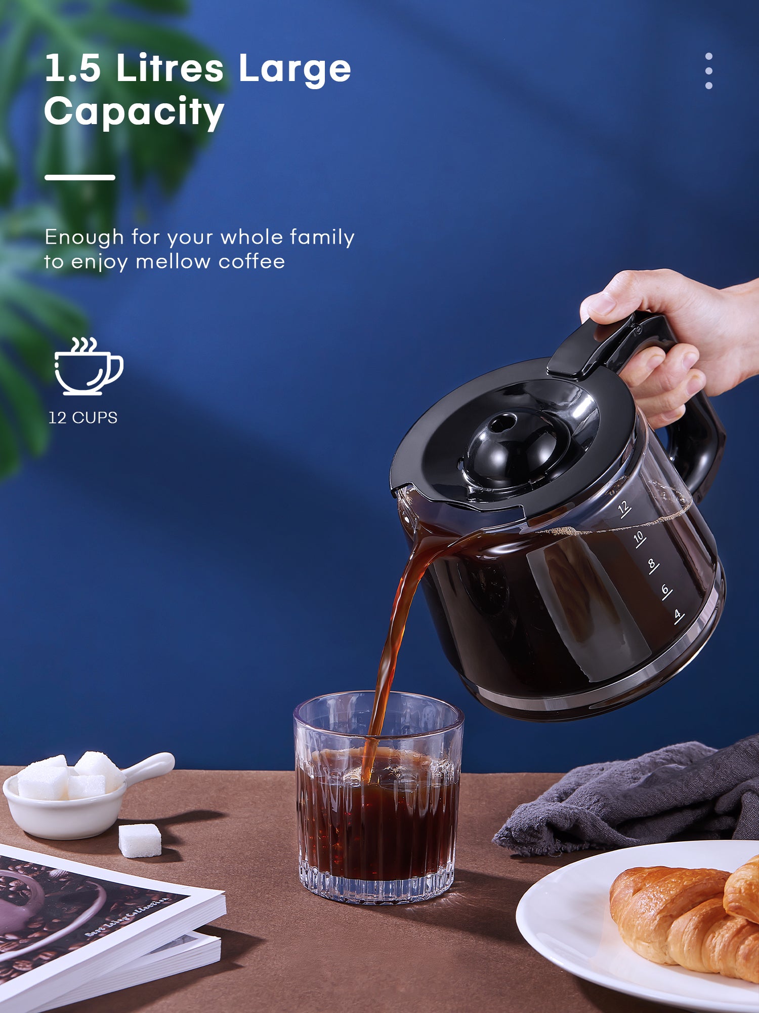 Filter Coffee Machine, 1.5 Litre Drip Coffee Maker with 2 Strength Control,  Touch Screen, Programmable 24hr Timer, Bloom Extraction & High-Density Reusable  Filter, Keep Warm & Anti-Drip Function – AICOOK