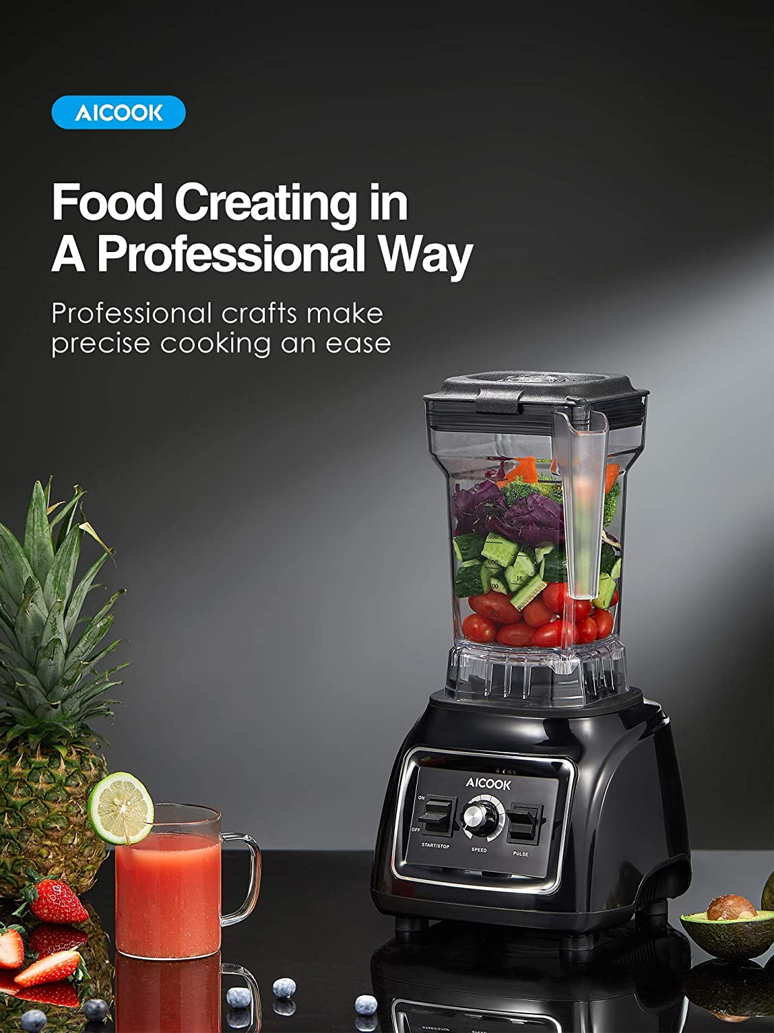 Countertop Blender, 11-Speed Control Smoothie Maker & Food Processor f –  AICOOK