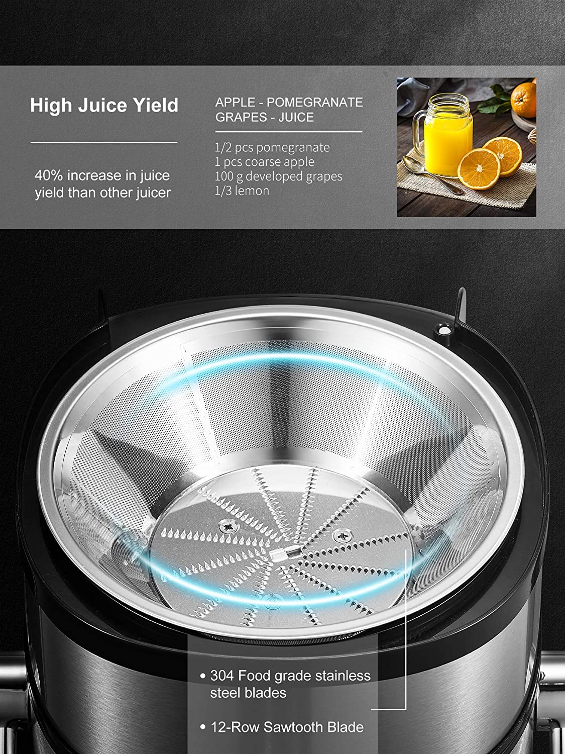 Juicer, Aicok Juicer Machine Vegetable and Fruit, Juice Extractor Easy to Clean, Centrifugal Juicer with 3 Feed Chute, Stainless Steel, 3 Speed, Anti