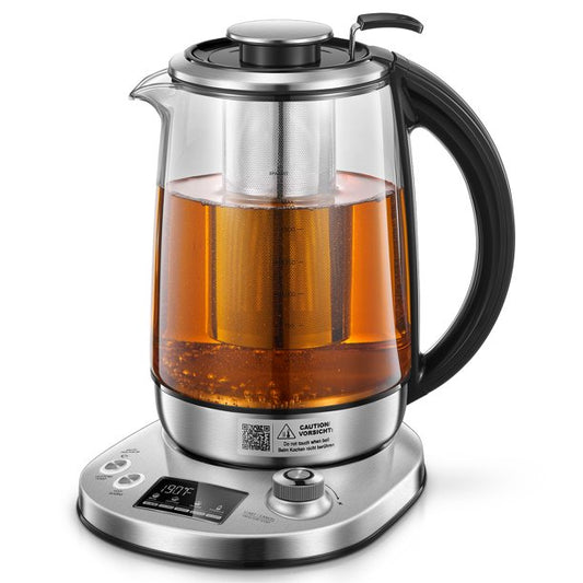 Electric Tea Kettle, Electric Kettle Temperature Control with 9 Presets, 2Hr Keep Warm, Removable Tea Infuser, Stainless Steel Glass Boiler, BPA Free, 1.7L