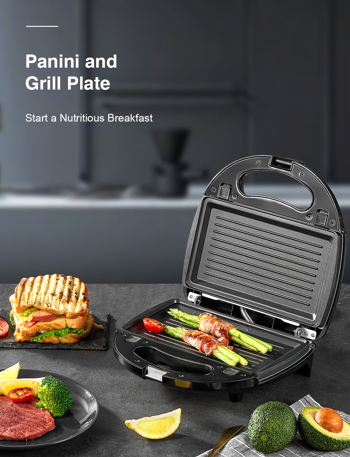 Sandwich Maker, Panini Press Grill, 3-in-1 Detachable Non-Stick