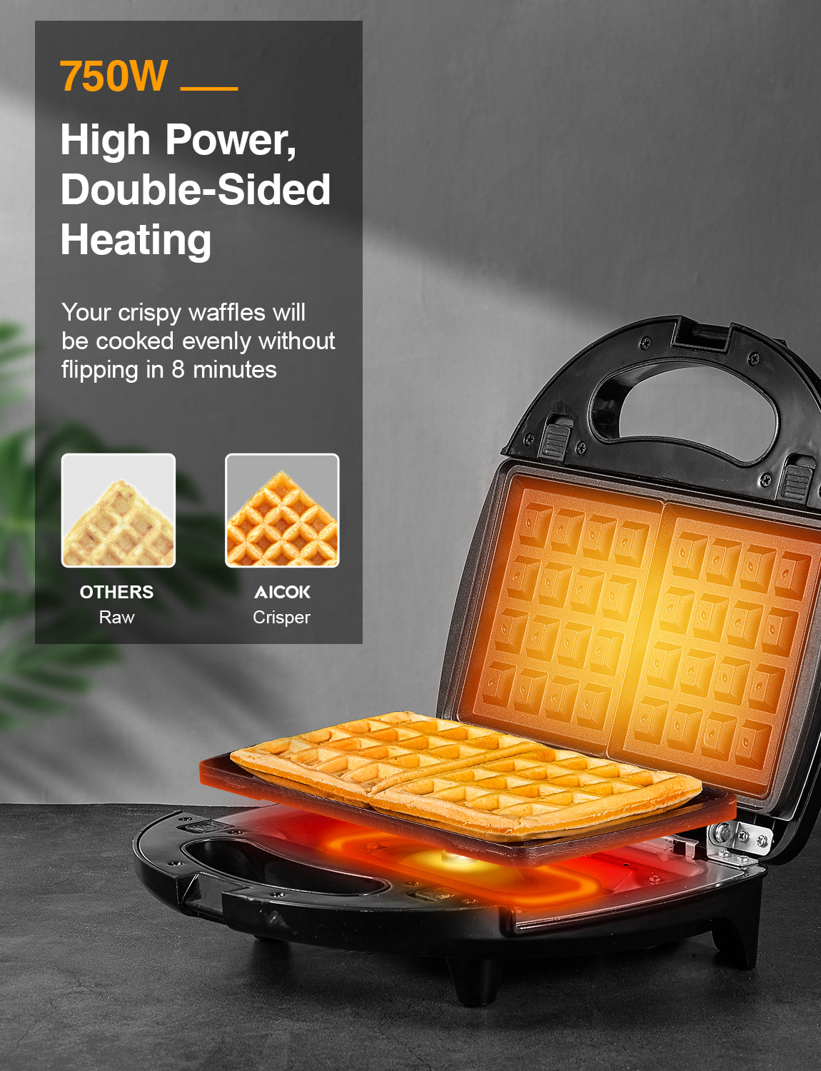 Portable Electric Dual Waffles Sandwich Maker Non Stick